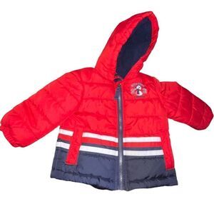 London Fog Red,‎ Navy & White Puffer Jacket - Size 12 months